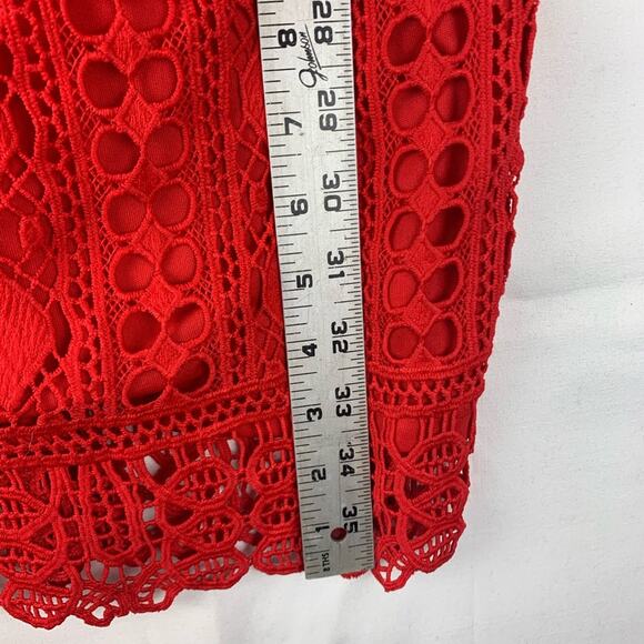 Lulu's women's size medium red lace dress first kiss v neck date wedding guest m - Picture 10 of 11